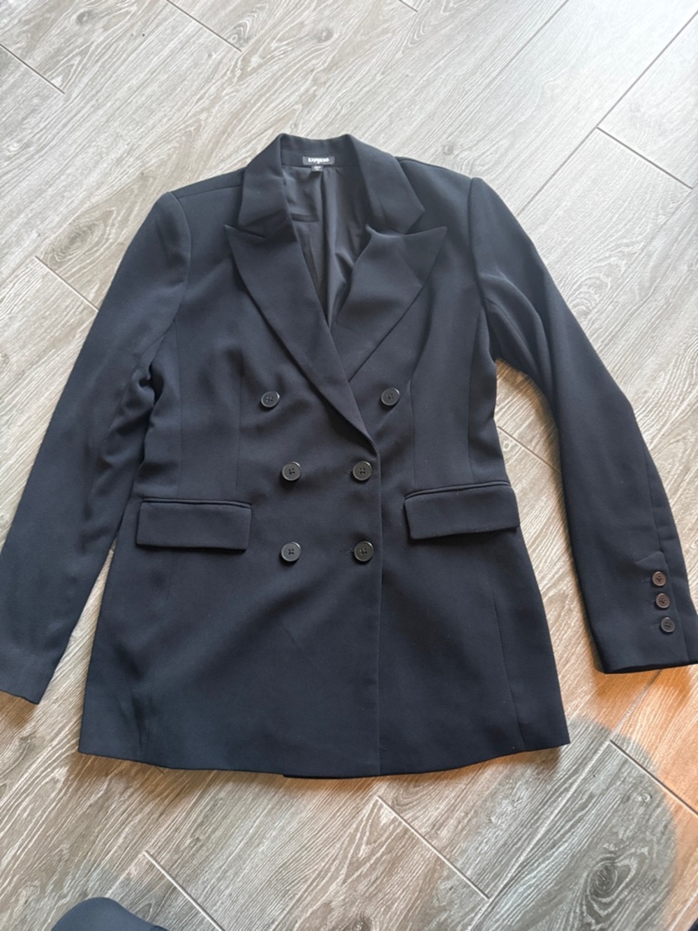Express Women's Black Double-Breasted Blazer xs